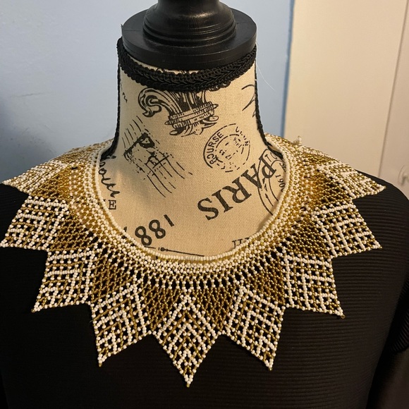 2 X 30 Handmade Necklace, Chakira Necklace, White and Gold Necklace - Picture 5 of 7